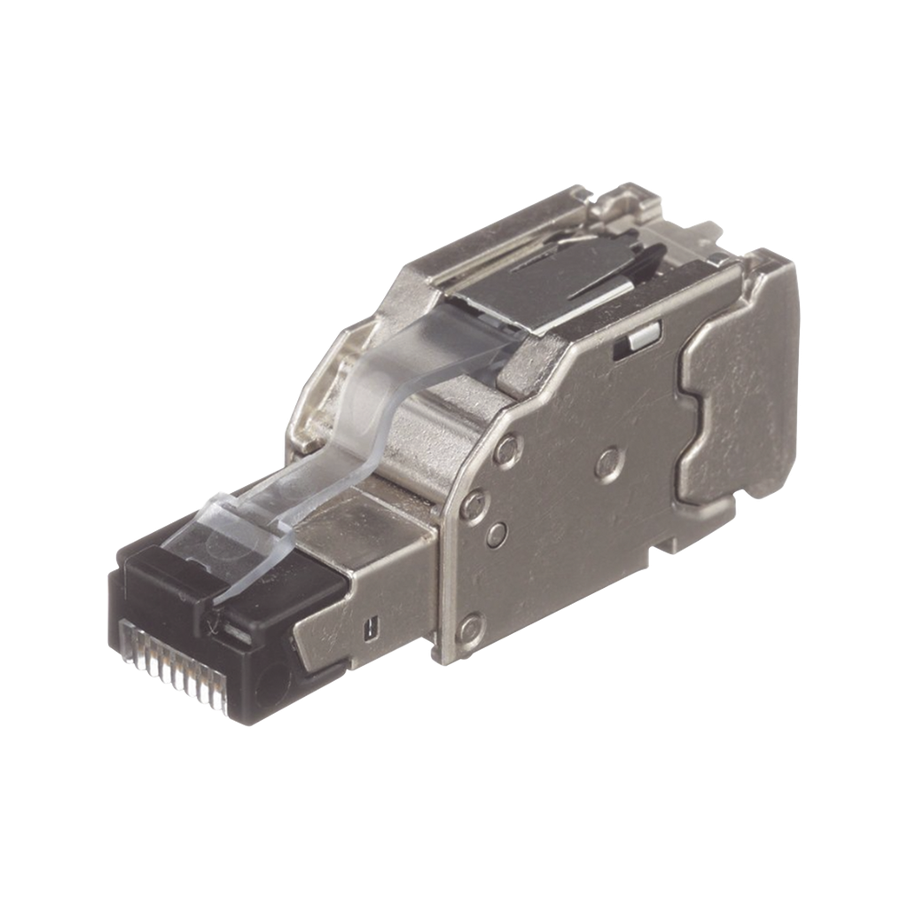 Plug RJ45 Blindado, Instalacion Recta, Terminacion en Campo Certificable, Compatible con Cat5e, Cat6 y Cat6A, Color Plata, Paquete de 10 Piezas