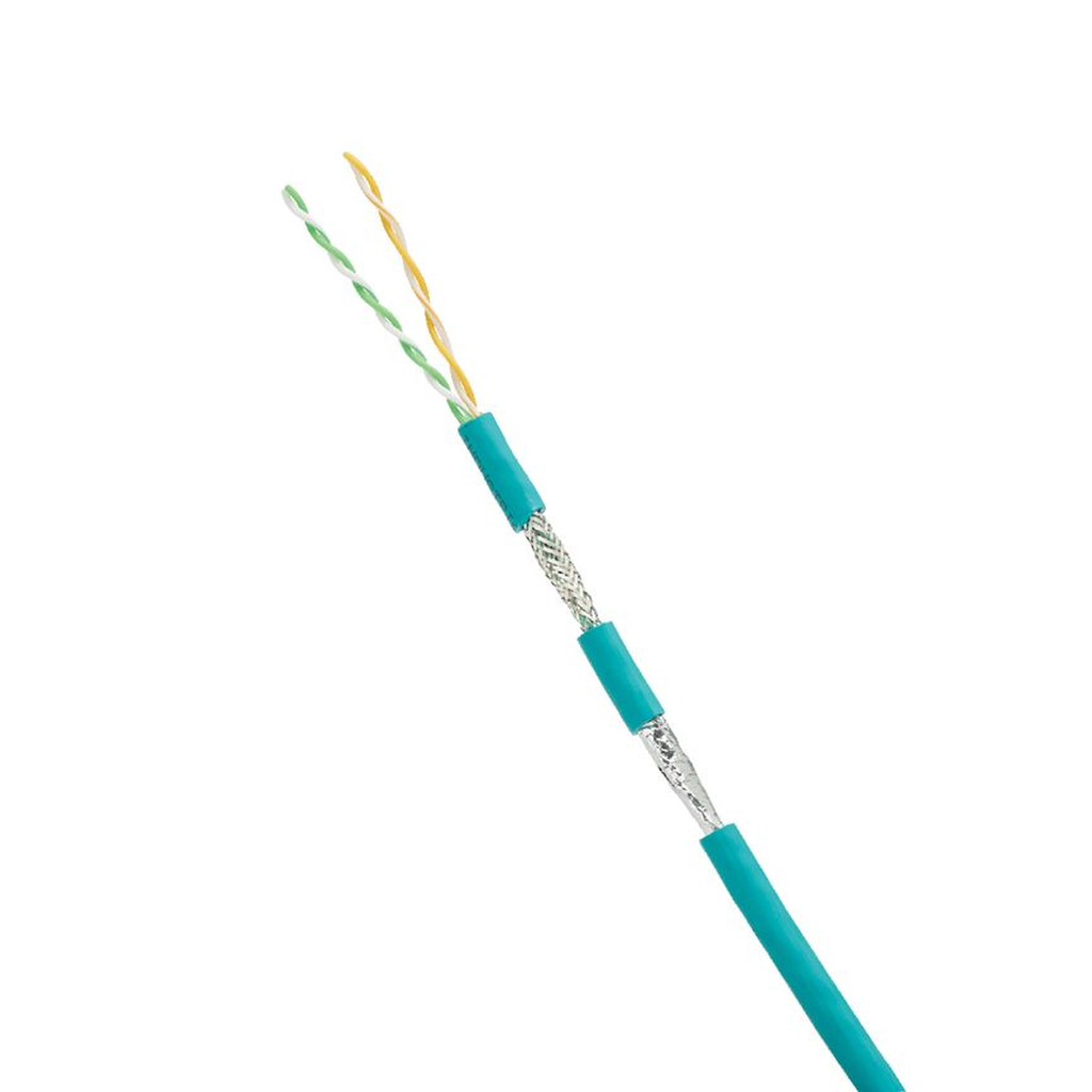 Bobina de Cable Blindado SF/UTP Categoria 5e de 2 Pares, Uso Industrial con Resistencia al Aceite y Rayos UV, Multifilar 24/7 (Flexible), Color Azul Cerceta, Bobina de 305 Metros (1000 Pies)