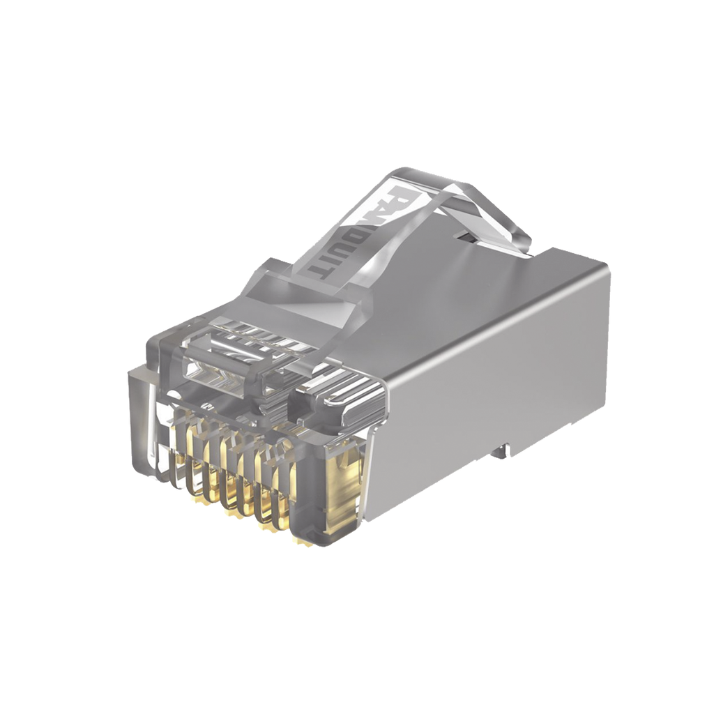 Plug RJ45 Cat5e Blindado, Para Cable UTP de Calibres 24-26 AWG, Chapado en Oro de 50 Micras, Paquete de 100 Piezas