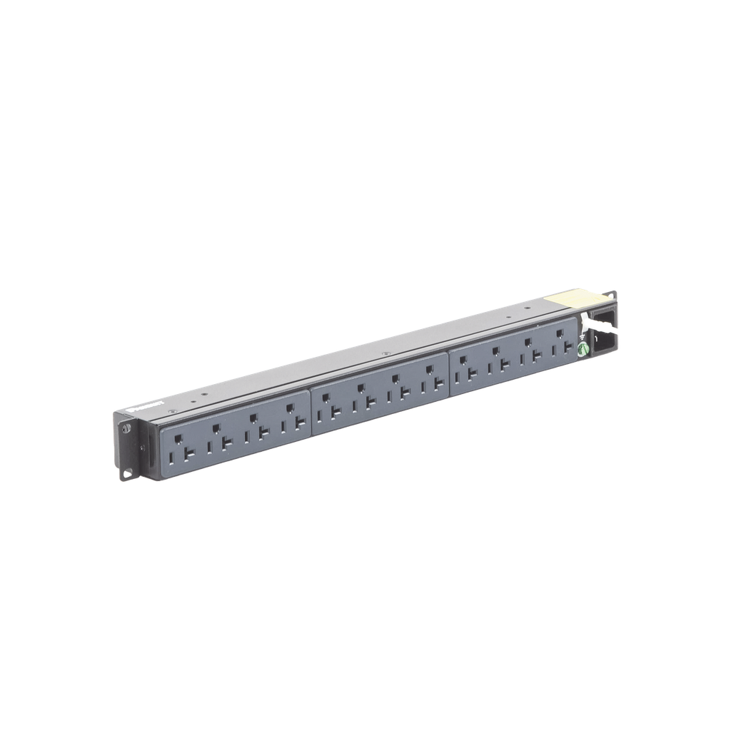PDU Basico para Distribucion de Energia, Enchufe de Entrada NEMA 5-15P, Con 12 Contactos NEMA 5-20R, Instalacion Horizontal de 19in, 1UR, 15 Amp, 120 Vca