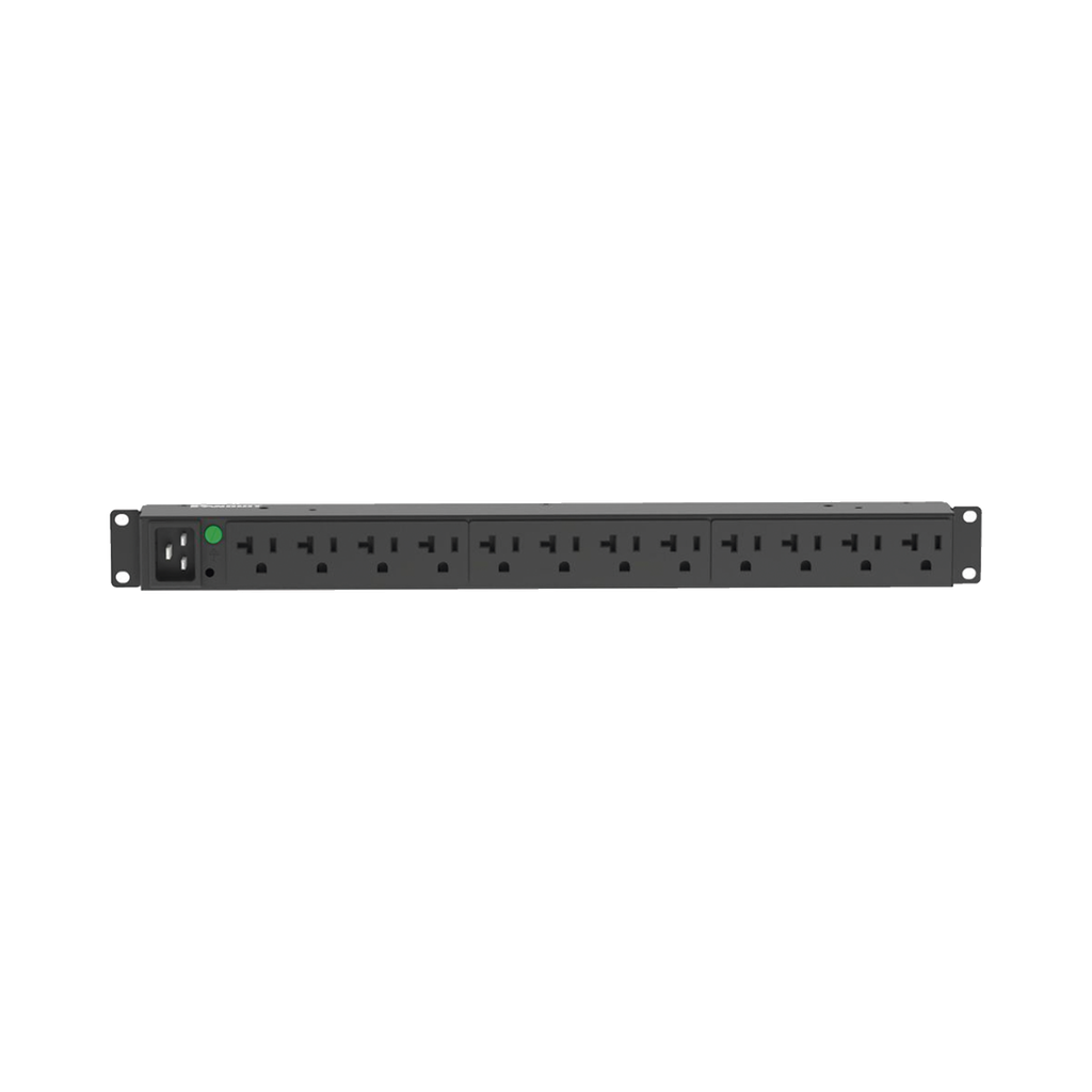 PDU Básico para Distribución de Energía, Enchufe de Entrada NEMA L5-20P, Con 12 Contactos NEMA 5-20R, Instalación Horizontal de 19in, 1UR, 20 Amp, 120 Vca - PANDUIT P12B30M