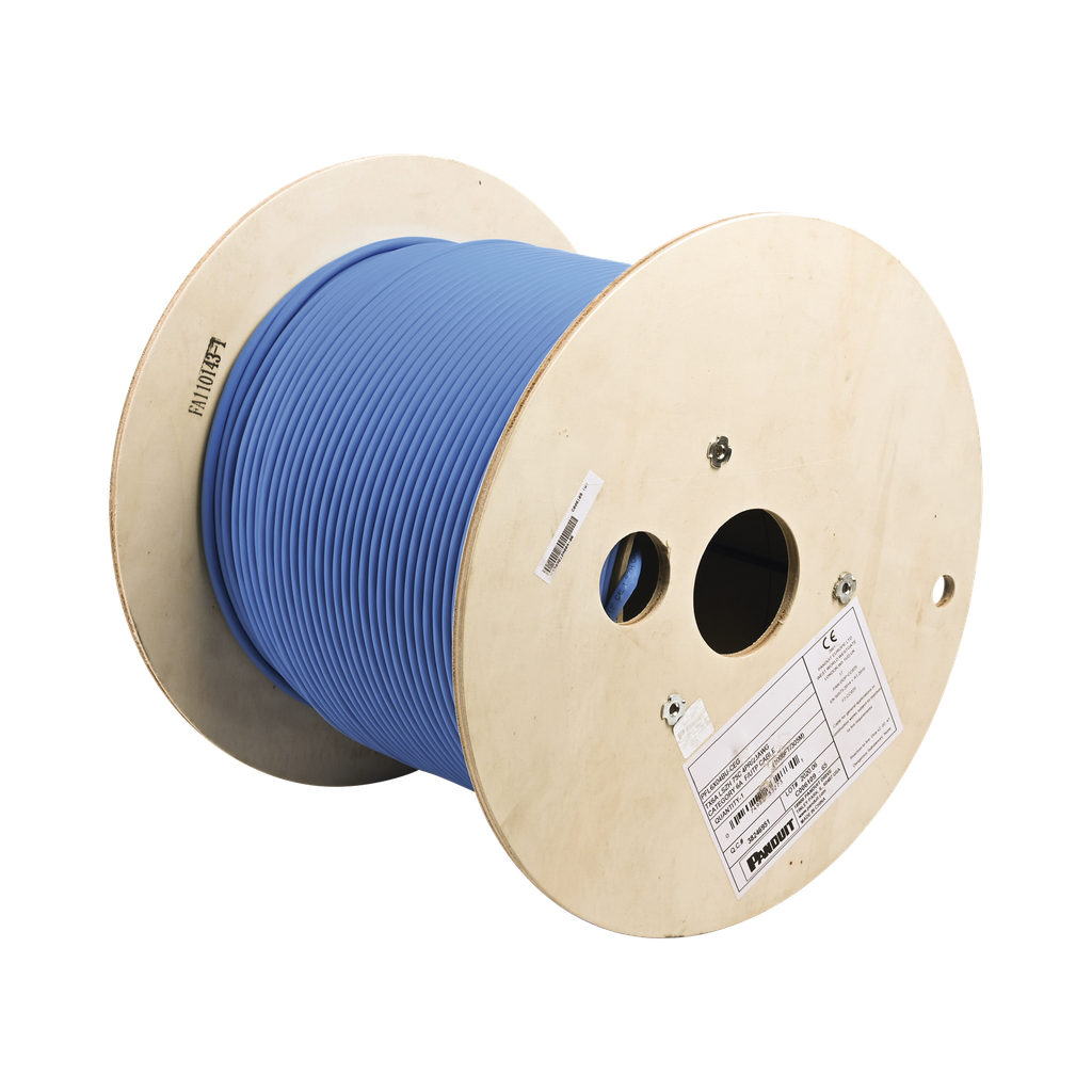 Bobina de Cable Blindado F/UTP de 4 Pares, Cat6A, Soporte de Aplicaciones 10GBase-T, LSZH (Libre de Gases Toxicos), Color Azul, 305 Metros (1000 Pies)