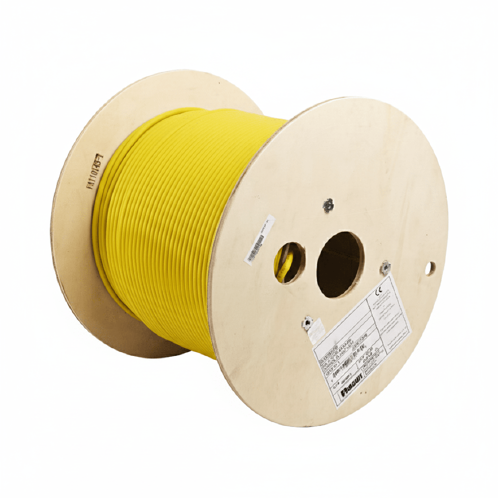 Bobina de Cable Blindado F/UTP de 4 Pares, Cat6A, Soporte de Aplicaciones 10GBase-T, LSZH (Libre de Gases Toxicos), Color Amarillo, 305 Metros (1000 Pies)
