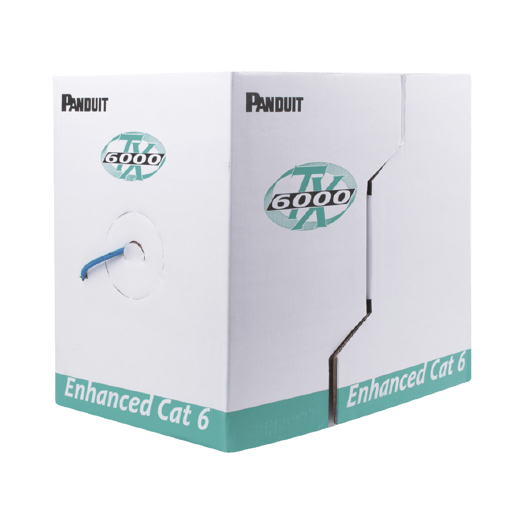 Bobina de Cable UTP 305 Metros (1000 Pies) de Cobre, TX6000? PanNet, Reelex, Azul, Categoria 6 Mejorado (23 AWG), PVC (CMR, Riser), de 4 Pares