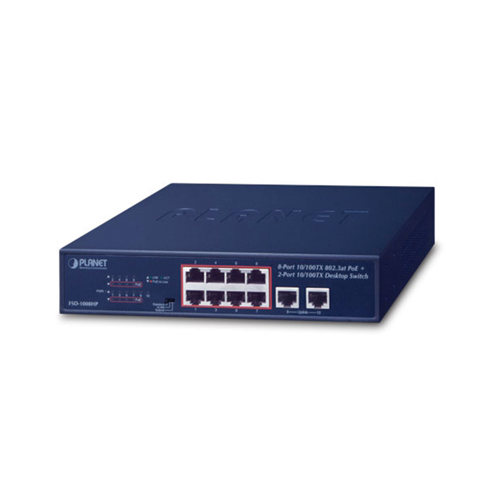 [FSD-1008HP] Switch de Escritorio de 8 Puertos 10/100TX 802.3at PLANET FSD-1008HP