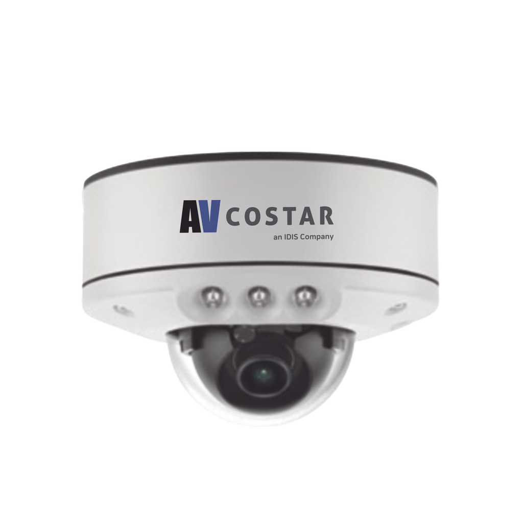 Domo IP Lente Fijo 2.8mm | Full HD | Montaje en Superficie | Exterior | 850 nm LEDs | 15M IR NightView  | H.265 | IK10 | 120 dB WDR | I/O Audio Y Alarma | Soporta MicroSD hasta 1TB | ONVIF | PoE | Cruce de linea | Intrusion | Merodeo | NDAA