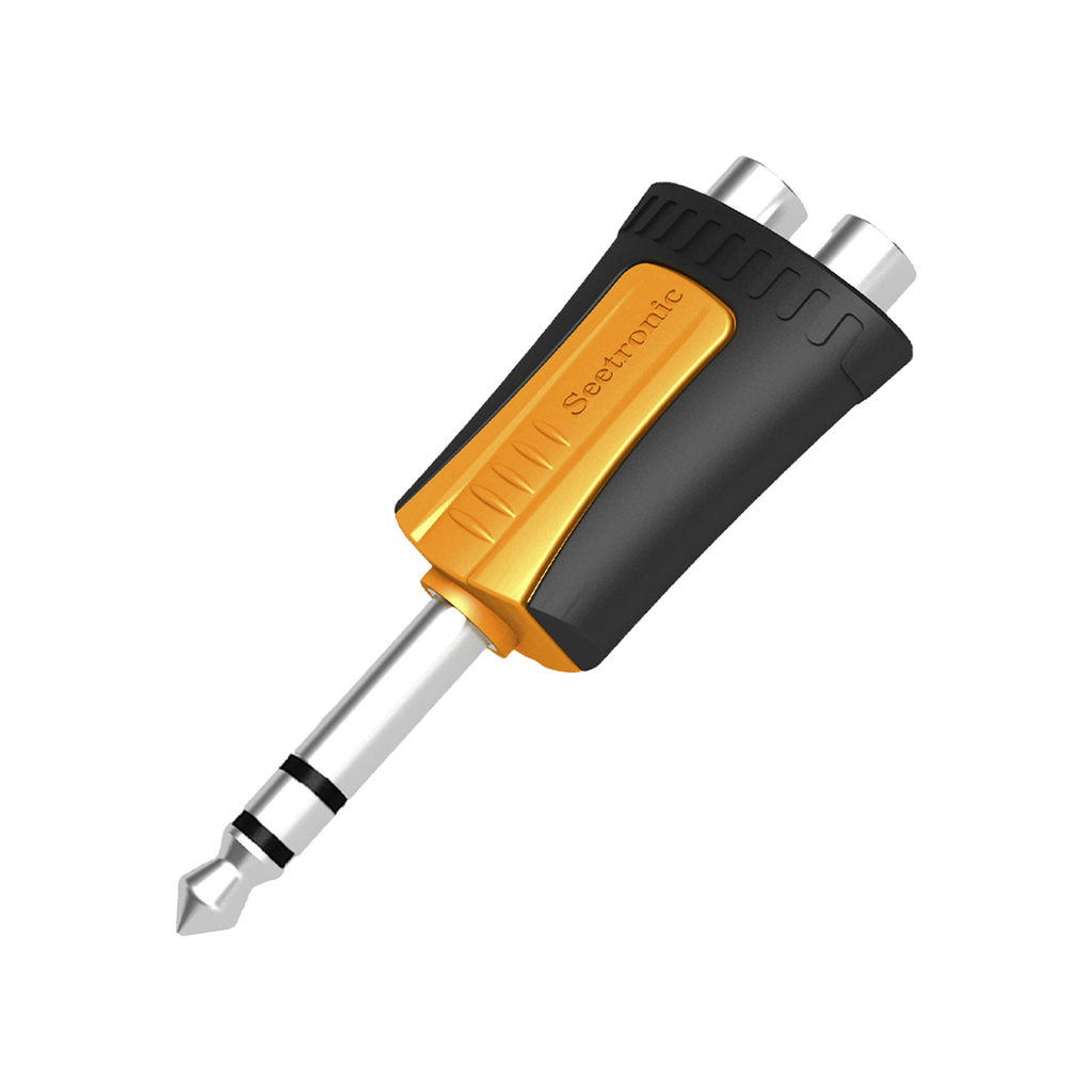 Conector Estéreo | 1/4in - 2 x RCA hembra | Adaptador de Carcasa de Plastico | - SEETRONIC MP3-2RF