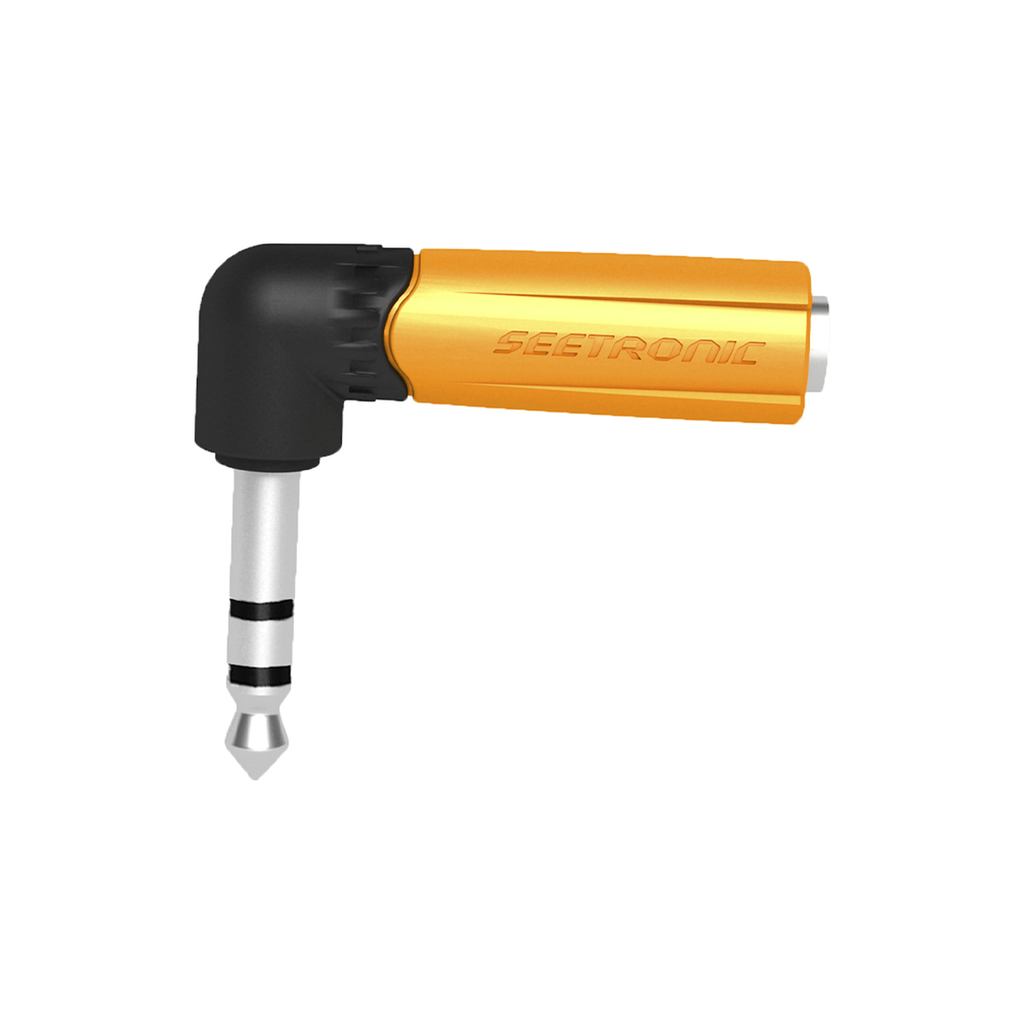 Conector Estéreo | 1/4in - 1/4in | Conector de angulo recto | Adaptador de Carcasa de Plastico - SEETRONIC MP3-PM-R