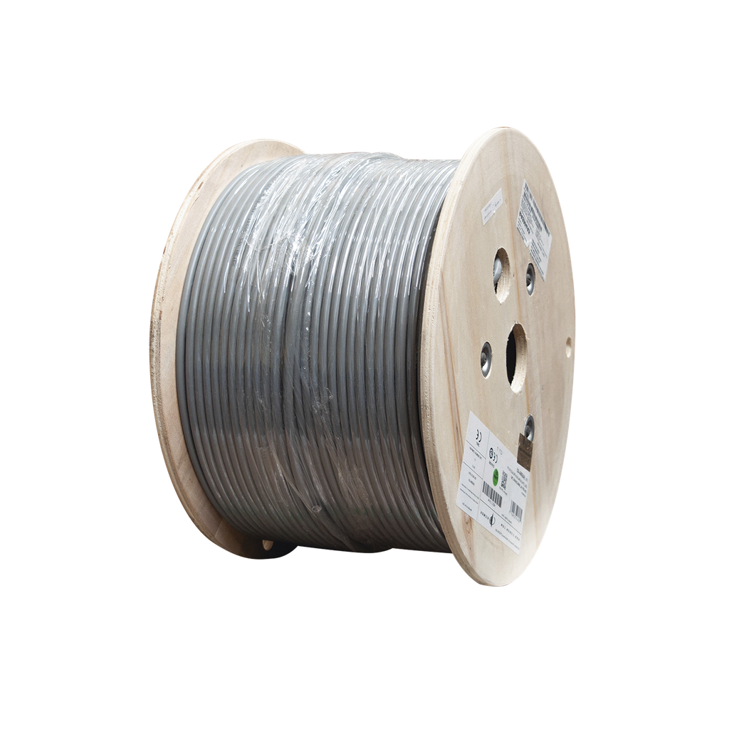 Bobina de Cable Blindado F/UTP de 4 Pares, Z-MAX, Cat6A, Soporte de Aplicaciones 10GBase-T, CM, Color Gris, 305 Metros (1000 Pies)