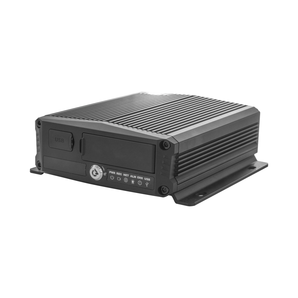 DVR Movil / Multiplataforma / 4 Canales AHD + 2 canales IP/ Almacenamiento en Memoria Micro SD / H.265 / Chip IA Embebido / Soporta 4G / GPS