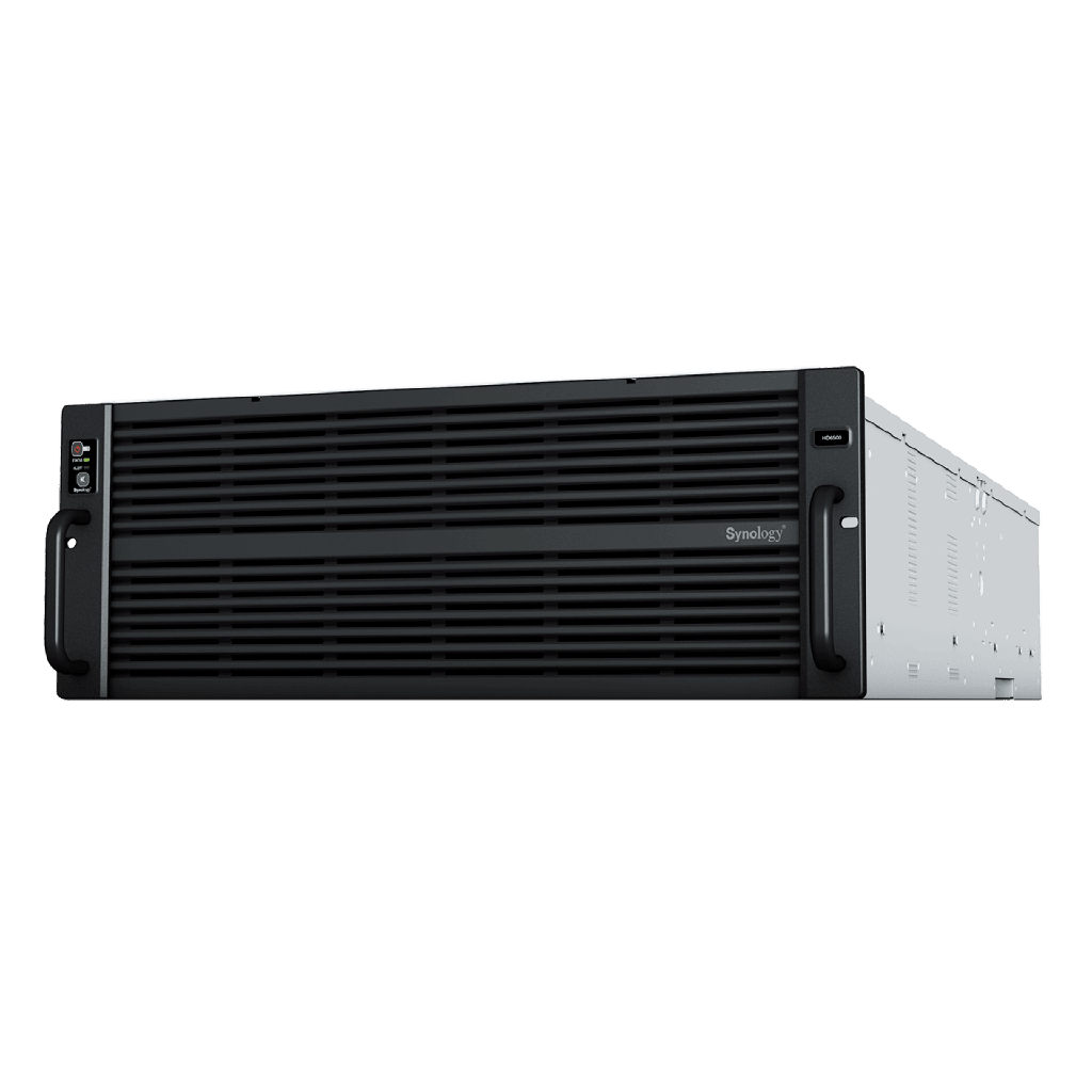 Servidor de Almacenamiento Synology HD6500 High Density 4U | 60 Bahias | Expansion hasta 300 Unidades | Procesadores Dual Intel Xeon Silver 10 Nucleos | Memoria DDR4 ECC RDIMM hasta 512 GB | Redes 10/25GbE | Fibre Channel | Garant&amp