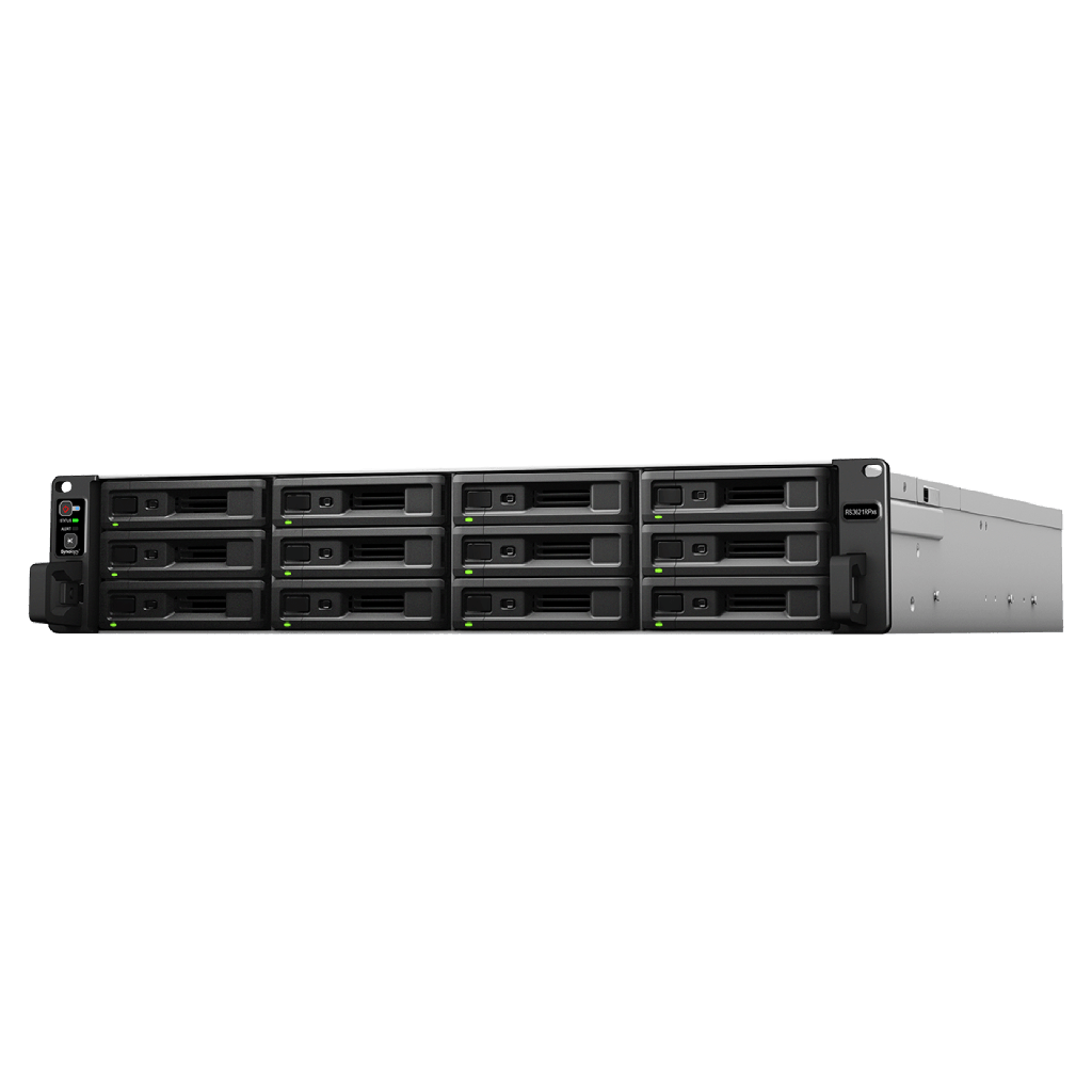Servidor de Almacenamiento Synology RackStation RS3621RPxs | 12 Bahias | Procesador Intel Xeon D-1531 de 6 Nucleos | 8 GB DDR4 ECC | Expandible a 36 Bahias | Energia Redundante | Compatible con Virtualizacion y RAID.