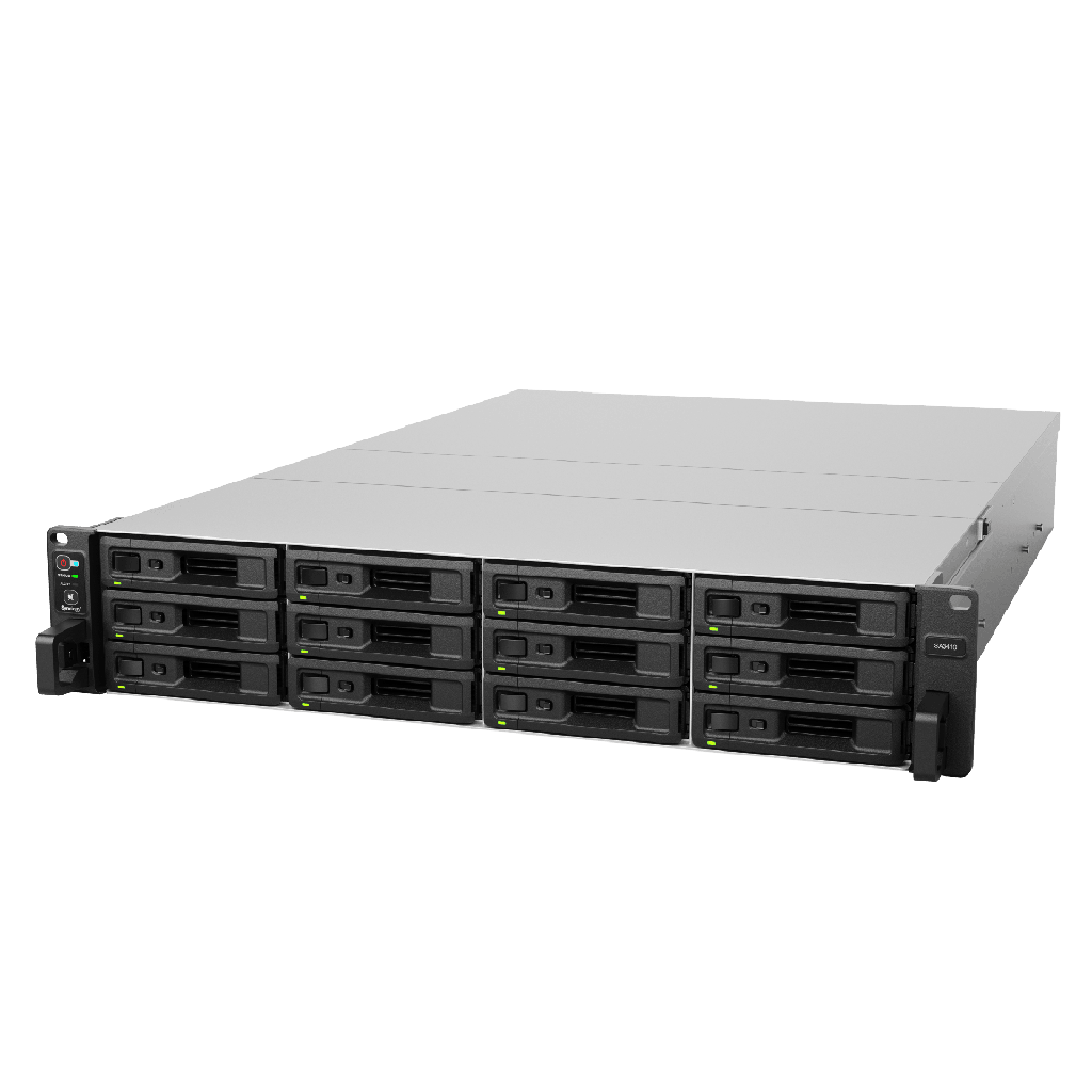 Servidor de Almacenamiento Synology SA3410 | 12 Bahias | Escalable hasta 96 Bahias | 1.728 PB de Capacidad Bruta | 6.200 MB/s Lectura Secuencial | 3.000 MB/s Escritura Secuencial | 10GbE RJ-45 | PCIe 3.0.