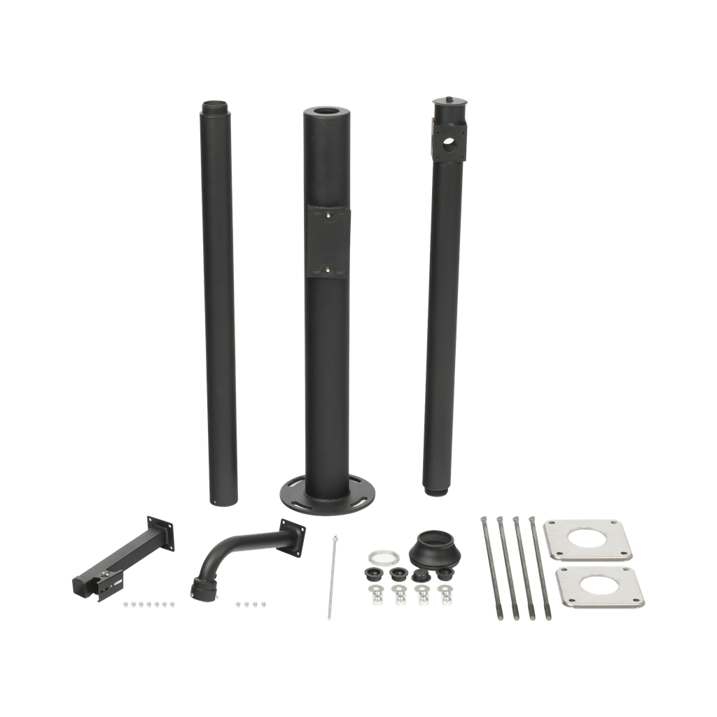 Poste Seccionado de 3 Metros / Especializado para la Instalacion de Videovigilancia / Incluye Base de Cimentacion y Brazo para Camara PTZ / Color Negro