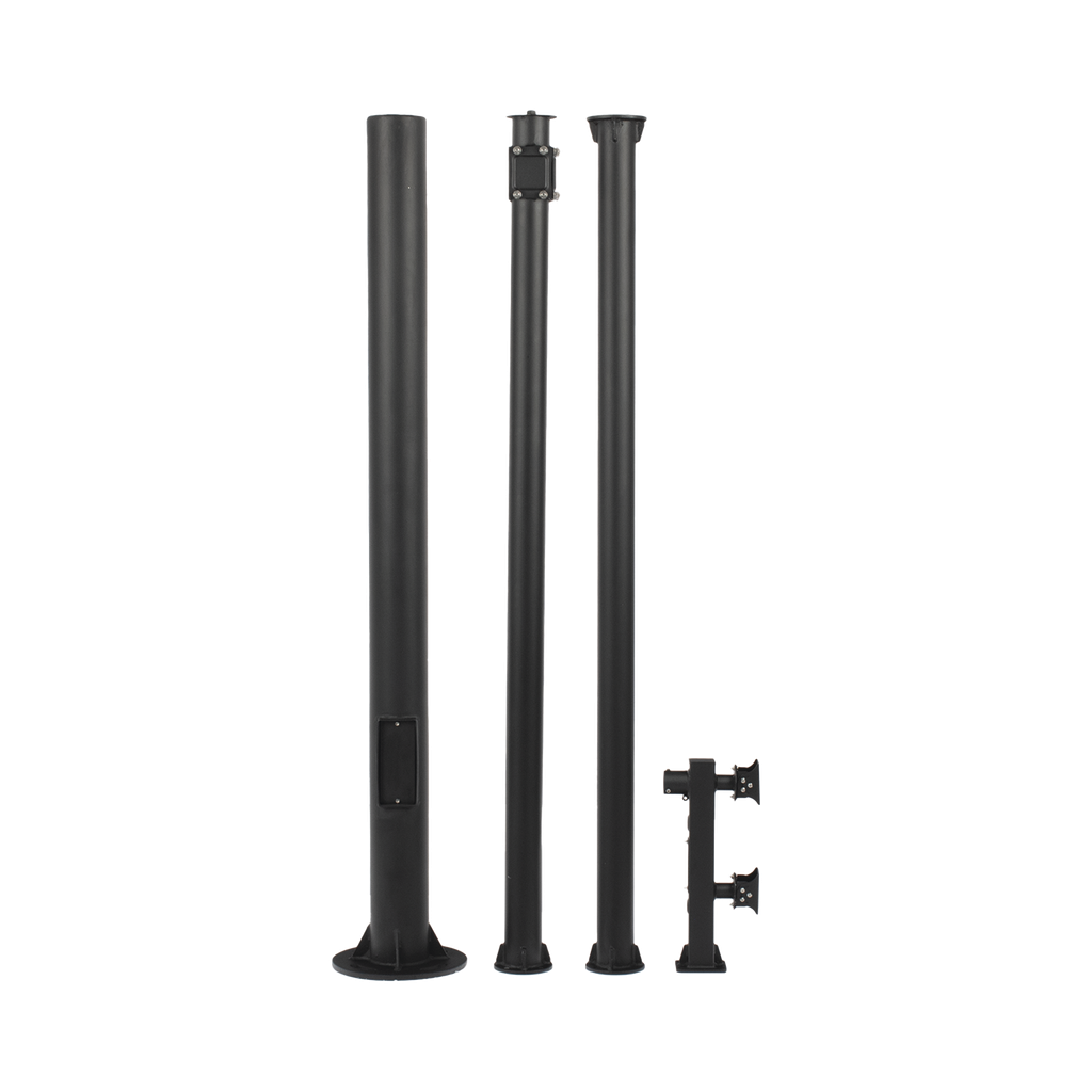 Poste Seccionado de 6 Metros / Tubos Mas Gruesos / Especializado para la Instalacion de Videovigilancia / Incluye Base de Cimentacion y Brazo para Camara PTZ / Color Negro