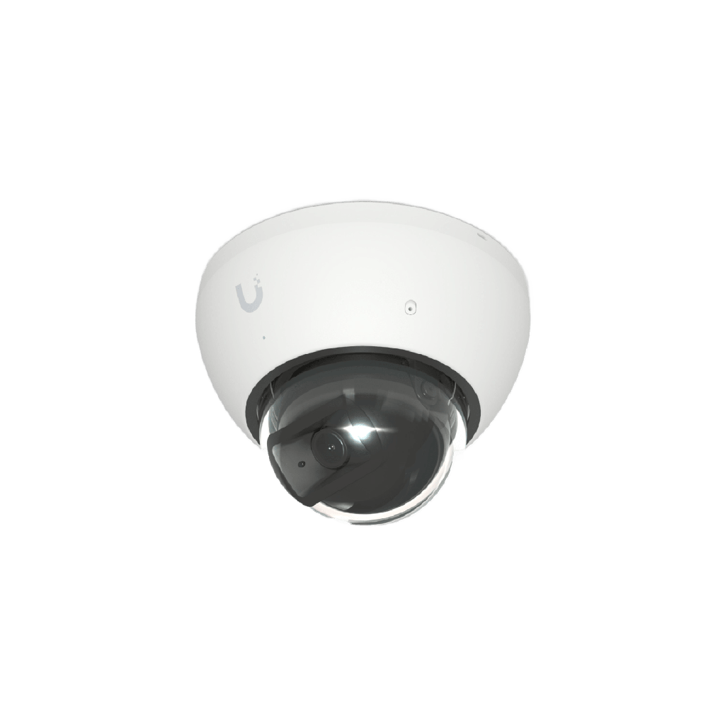 Cámara UniFi Protect G5 AI Dome Blanco, Para Interior o Exterior, 4K (8MPX), Íngulo 109.9°. Visión Nocturna IR Hasta 40m, Detecciones Inteligentes de Rostros y Placas, Audio Bidireccional, Protección IP66, Anti-Vandalismo - UBIQUITI UVC-AI-DOME-W