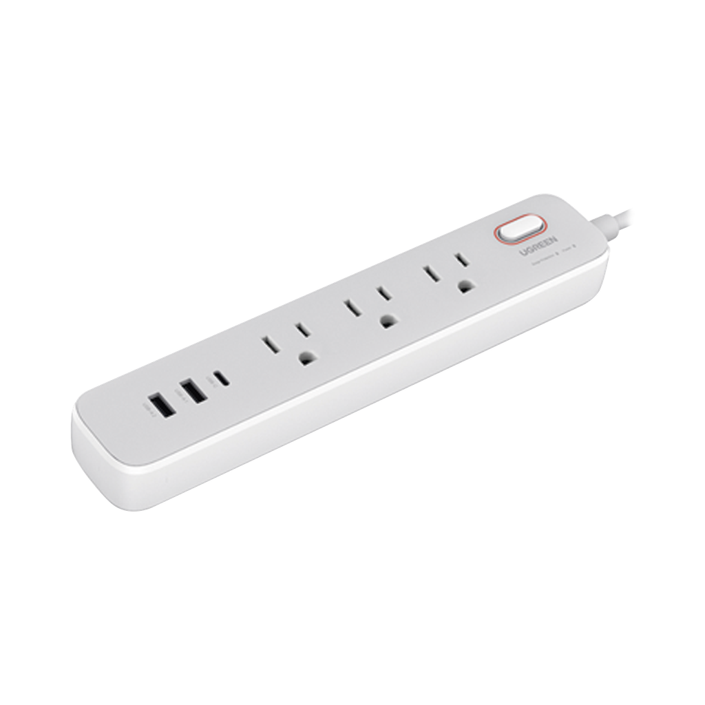 Regleta de Alimentacion 30W 2 USB-A + 1 USB-C + 3 Salidas AC / Carga de Alta Velocidad / Salida USB-C PD de 30W (GaN) / Salidas AC Tipo B / Proteccion Contra Sobretensiones / 6 en 1