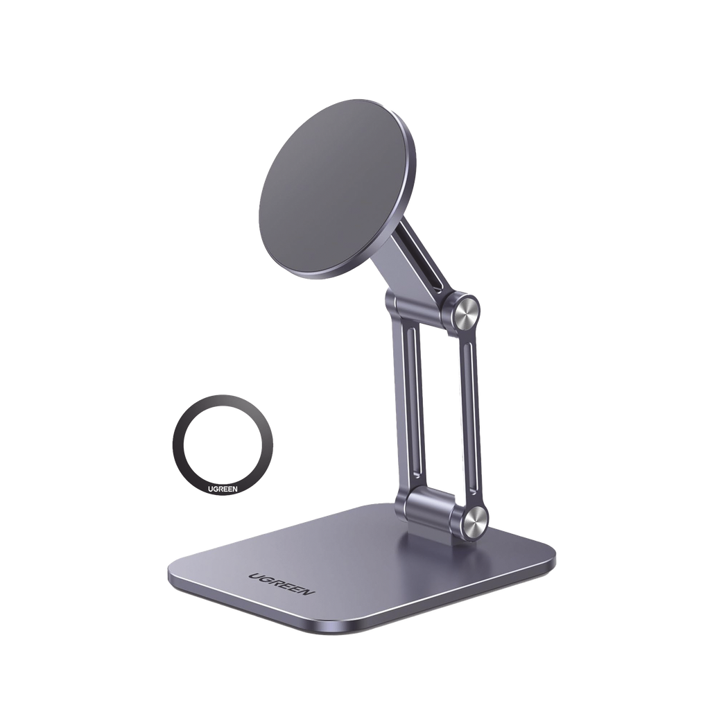 Soporte de Aluminio Magnetico para Smartphone | Fuerza Magnetica Super Potente 500g | Compatibilidad IPhone 15/14/13/12 | Apto para celulares Android | Altura y Angulo Ajustable | Proteccion Antideslizante | Portatil.