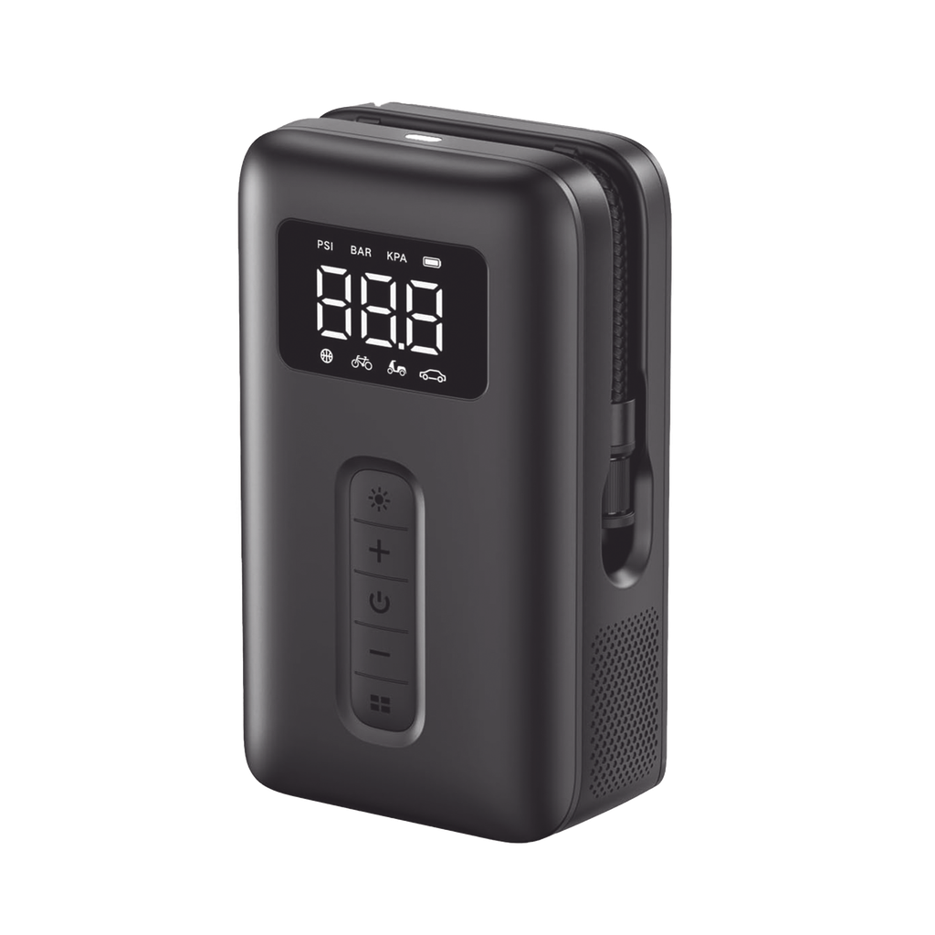 Inflador de Neumaticos | Compresor de Aire Portatil |  Bomba de Aire de 150 PSI | Flujo de Aire de 15L/Min | Con Bateria Integrada | Cuenta con Luz LED | Ideal para coches, bicicletas, pelotas de motocicleta.