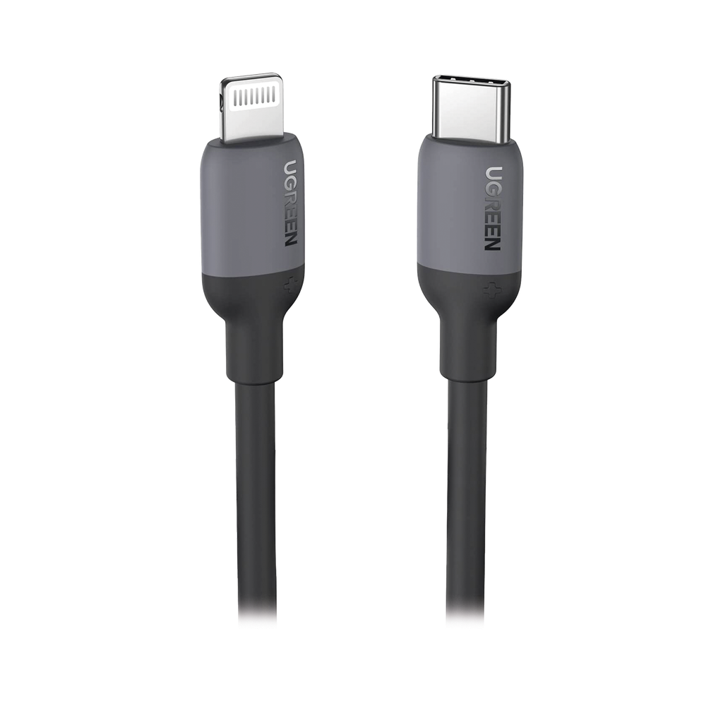 Cable USB-C a Lightning / Certificado MFi / 1 Metro / Adecuado para iPhone, iPad, iPod / Carga Rapida PD 20W /  Sincronizacion de Datos de hasta 480 Mbps / Goma de Silicona y  TPE. / Suave al Tacto / Color Negro