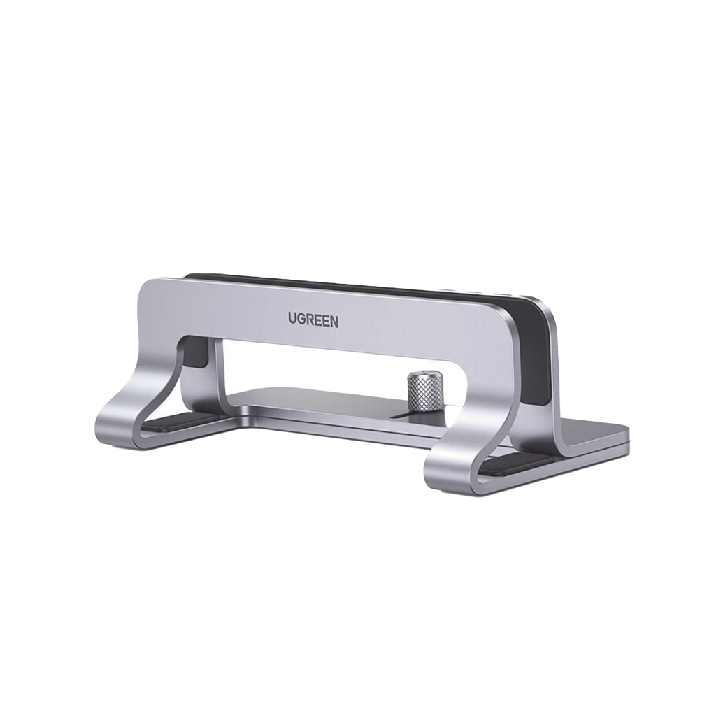 Soporte Vertical para Laptop / Adecuado para escritorio / Anchura Ajustable (12-26mm) / Amplia compatibilidad / Anti-Arañazos / Anti-Deslizante /Ajustable Mediante Tornillos / Color Plata / Aluminio + Silicona - UGREEN 20471