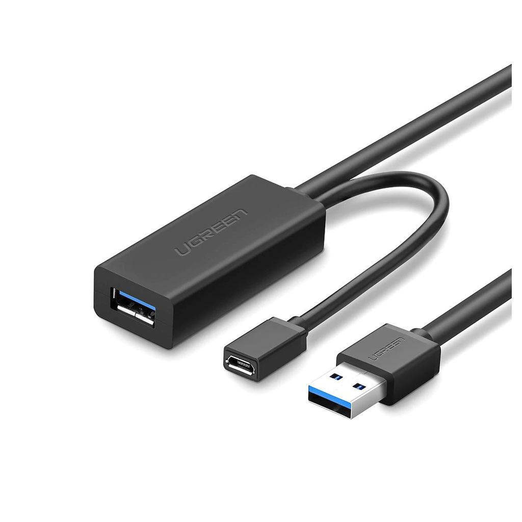 Cable de Extensión Activo USB 3.0 con puerto de alimentación Micro USB / 5 Metros / USB 3.0 a 5Gbps / No requiere controlador / Ideal para impresoras, consolas , Webcam, etc. - UGREEN 20826