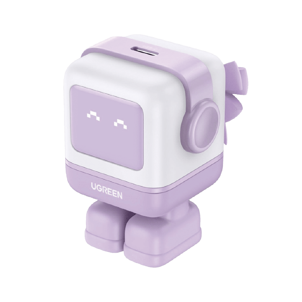 [25036B] Cargador Mini GaNRobot 30W serie UNO | 1 USB-C de Carga Rápida | Tecnología GaN II | Multiprotocolo PD/QC/SCP/FCA | Carga Inteligente | Pantalla LED | Zapato Magnético Extraíble | Thermal Guard | Color Lila. - UGREEN 25036B
