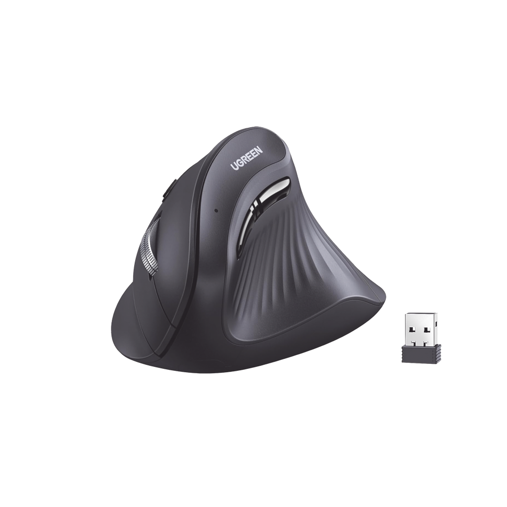 [25444] Mouse Inalámbrico en Angulo Vertical | 2.4G & Bluetooth | Conecta 3 dispositivos Simultáneamente | 4 Niveles de DPI | Clic Silencioso | 5 botones Silenciosos | Soporta Win, Mac, Linux & Chrome. - UGREEN 25444