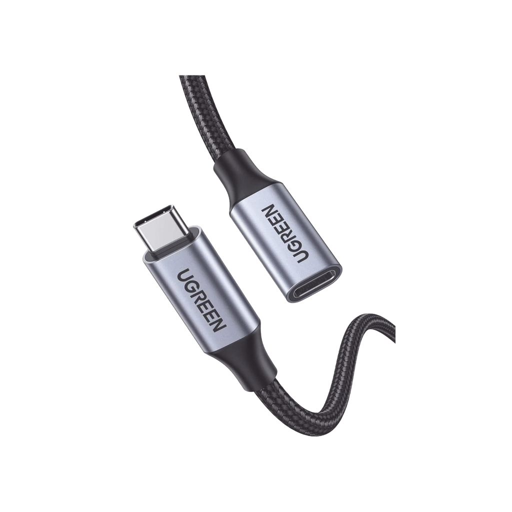 Cable USB-C Macho a USB-C Hembra | 1metro | USB-C 3.1 Gen 2 | Compatible con Thunderbolt 3 | Carcasa de Aluminio | Nylon Trenzado | Transferencia de Datos 10 Gbps | Soporta hasta 100W para Carga Rápida. - UGREEN 30205