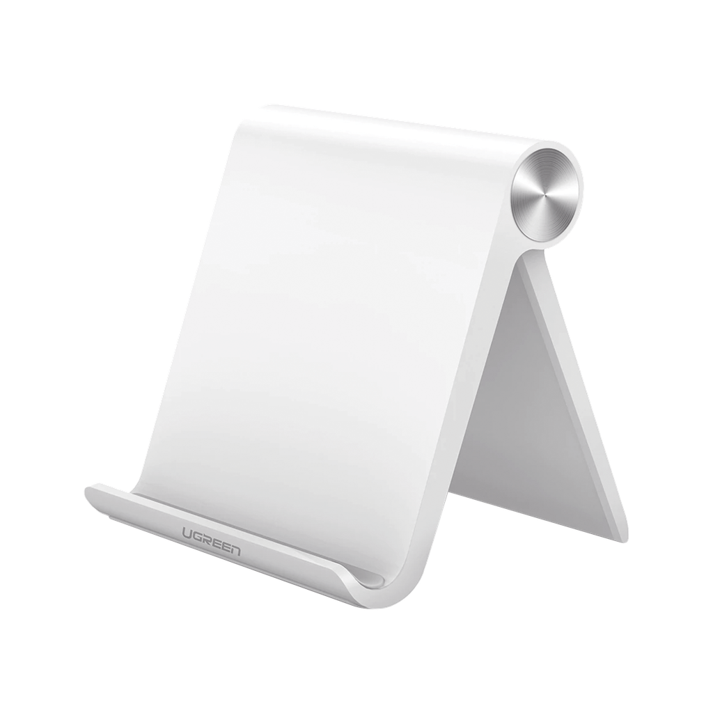 Soporte de Escritorio para Tablet /  Ajustable de 0∞ a 100∞ / Goma AntiaraÒazos / Antideslizante / Amplia Compatibilidad con dispositivos de 4'' a 13'' / Plegable / ABS / Color Blanco