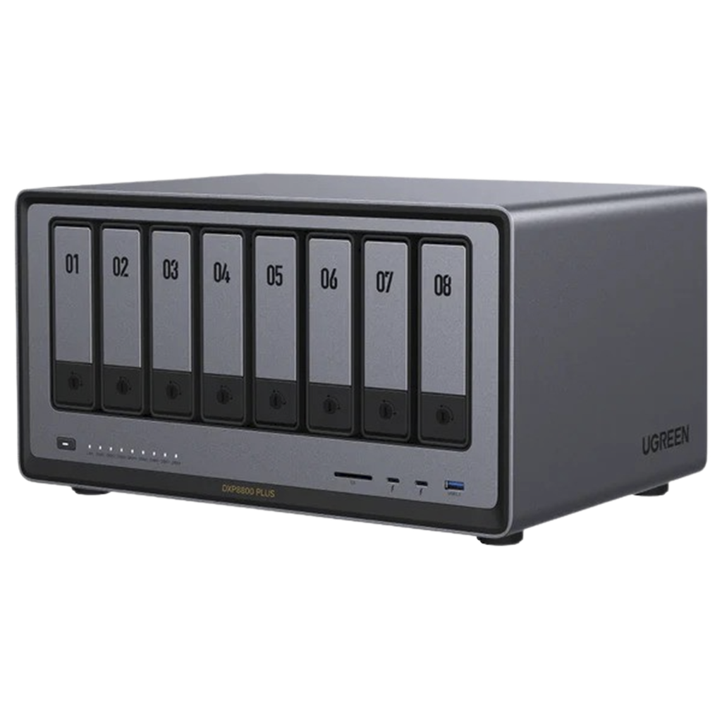 NAS UGREEN NASync DXP8800 Plus / Intel Core i5-1235U 10 Nucleos / 8 Bahias SATA + 2 M.2 NVMe / 2 Puertos 10GbE / Thunderbolt 4 / HDMI 8K / DDR5 Expandible 64GB / PCIe 4.0 x4
