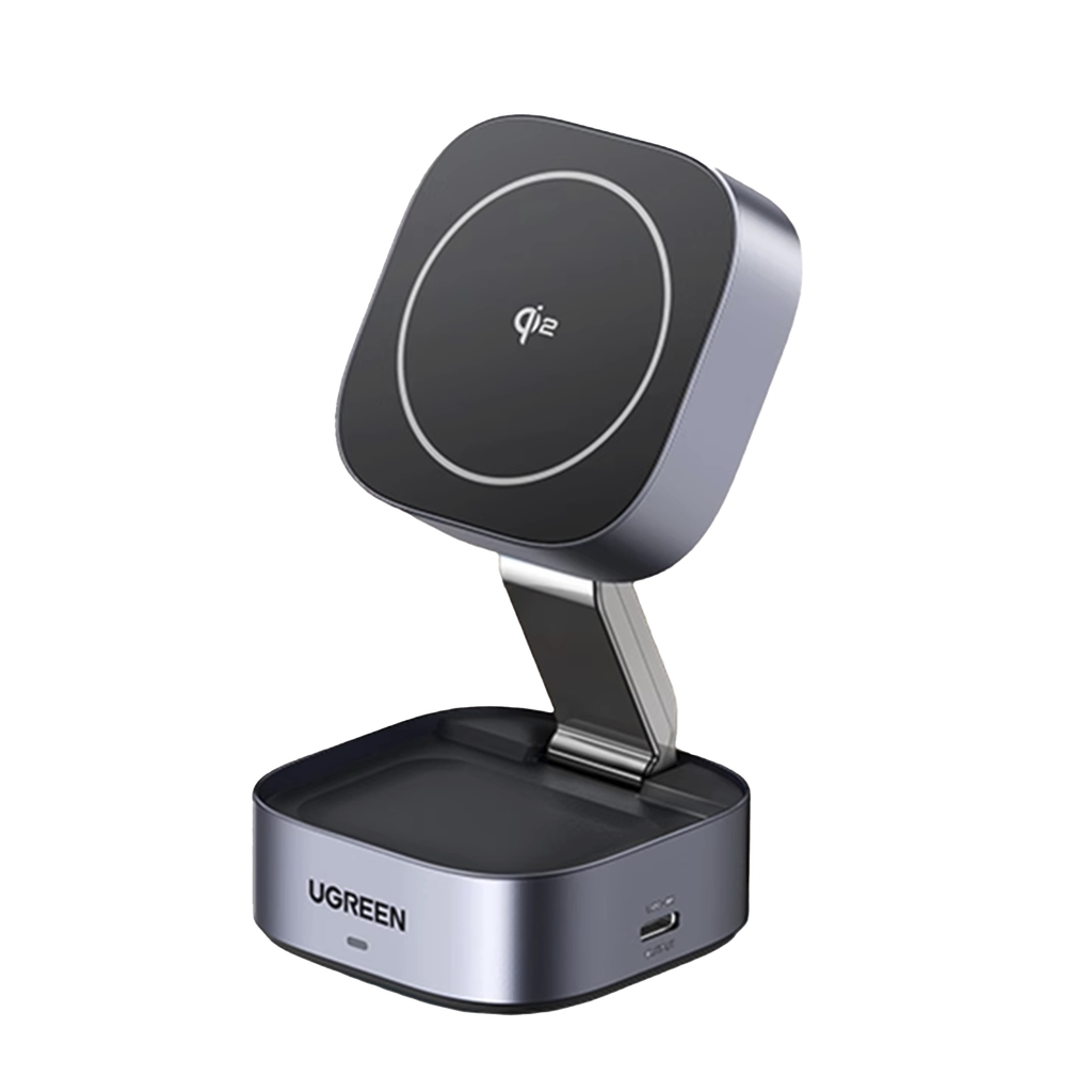 Cargador Inalámbrico 2 en 1 25W / Tecnología Magnética Qi 2 / 15W para Teléfono + 5W para Auriculares / Puerto USB-C 5W / Protecciones Múltiples / Cable USB-C Incluido - UGREEN 35316
