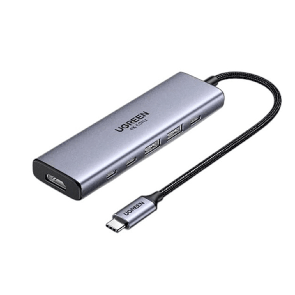 Hub USB-C 6 en 1 / HDMI 4K@60Hz / 2x USB-A 3.2 Gen 2 (10 Gbps) / 2x USB-C 3.2 (10 Gbps) / PD 100W / Compatibilidad Universal / Driver-Free / Aluminio