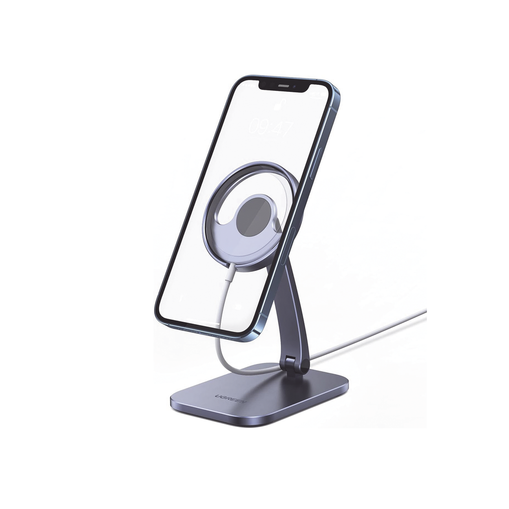 Soporte de Aluminio para Smartphone | DiseÒado para MagSafe | Giro de hasta 360∞ | Ajuste Multi Angulo 180∞ & 360∞ | Operacion con una mano | Plegable & Portatil | Proteccion de Silicona | Estable y Resisten