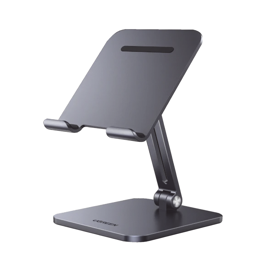 Soporte de Aluminio para IPad & Tablet | Plegable |Angulo Ajustable de 180° y 270° | Base Antideslizante | Protección de Silicona | Amplia Compatibilidad con dispositivos de 7.9'' a 12.9'' | Aluminio Solido | Color Gris - UGREEN 40393