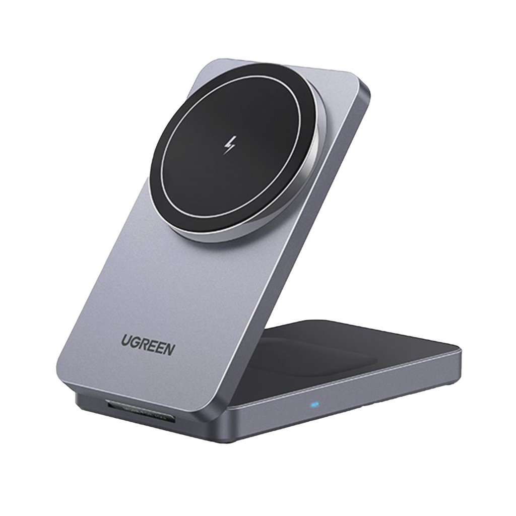 Cargador Inalambrico 2 en 1 20W / Tecnologia Qi2 15W Certificada / Carga Simultanea iPhone y AirPods / Angulo Ajustable 70∞ / DiseÒo Plegable y Portatil / Compatibilidad Universal