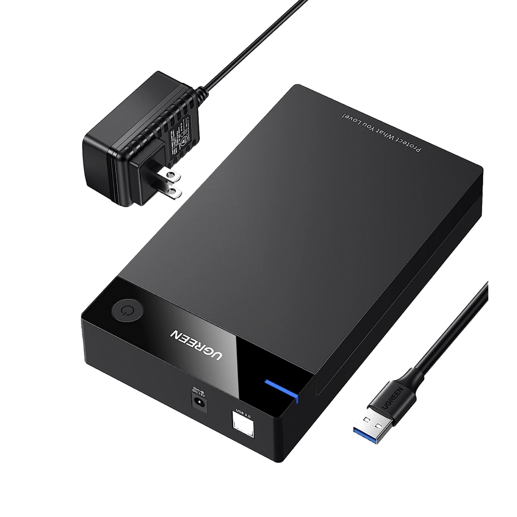 Carcasa de Disco Duro para 3.5" y 2.5" (Enclosure) | Con Cable USB 3.0 | Para HDD 3.5" / SSD 2.5" | SATA I/II/III | UASP | Hasta 16 TB | Compatible con Windows, Linux, Mac OS | No Requiere Controlador | Cable 1m | Incluye Adaptador d - UGREEN 50423