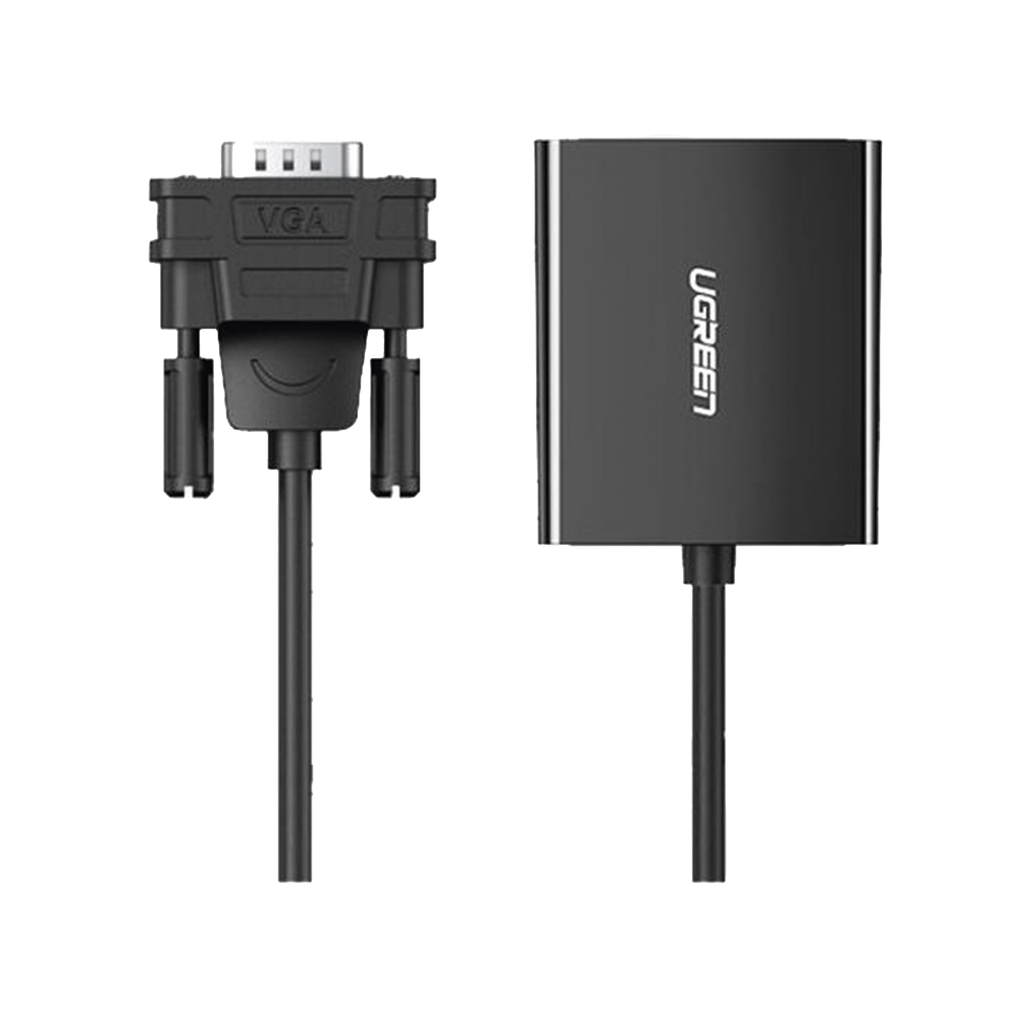 [50945] VGA Macho / Salida: HDMI Hembra / Resolución de 1080P@60Hz / Puerto Estéreo de 3.5 mm / Plug and Play, Sin Controlador / Longitud del Cable 15 cm (5.91 Pulgadas). / Incluye Cable de Alimentación USB / Incluye Cable de Audio de 3.5mm. - UGREEN 50945