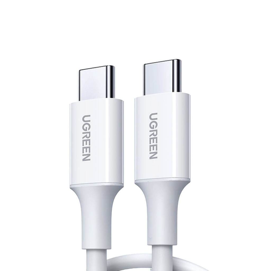 [60518] Cable USB-C a USB-C | 1 Metro | Carga Rápida de hasta 60W | Transferencia de datos de 480 Mbps | PD3.0 | QC 4.0/3.0/2.0 | FPC | AFC | Duradero y Flexible| Caja ABS | Cubierta de TPE | Color Blanco. - UGREEN 60518