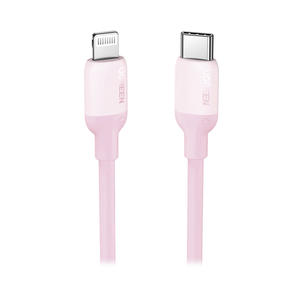 Cable USB-C a Lightning / Certificado MFi / 1 Metro / Adecuado para iPhone, iPad, iPod / Carga Rapida PD 20W /  Sincronizacion de Datos de hasta 480 Mbps / Goma de Silicona y  TPE. / Suave al Tacto / Color Pink