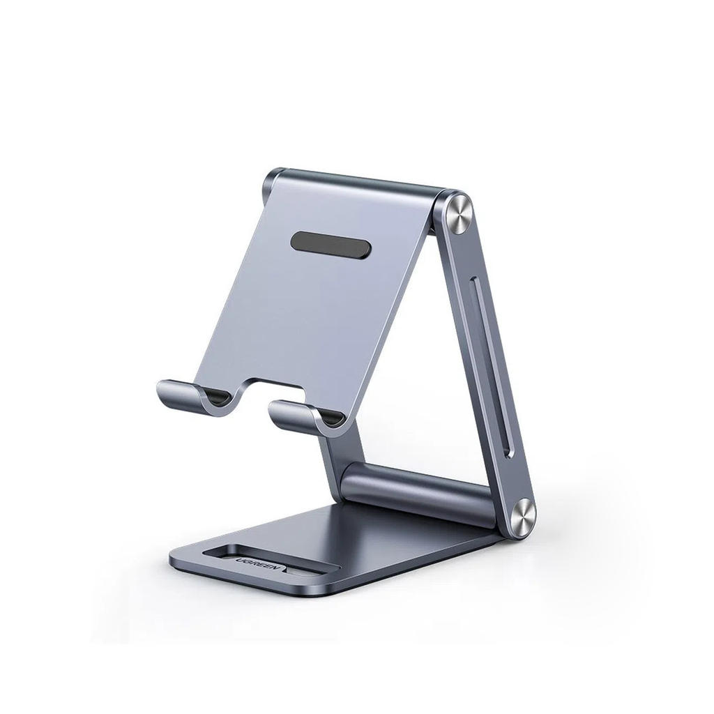 Soporte para Telefono Celular de Aluminio | Angulo Ajustable | Amplia Compatibilidad con dispositivos de 4.7'' a 7.9'' | Antideslizante | AntiaraÒazos | Plegable | Color Gris.