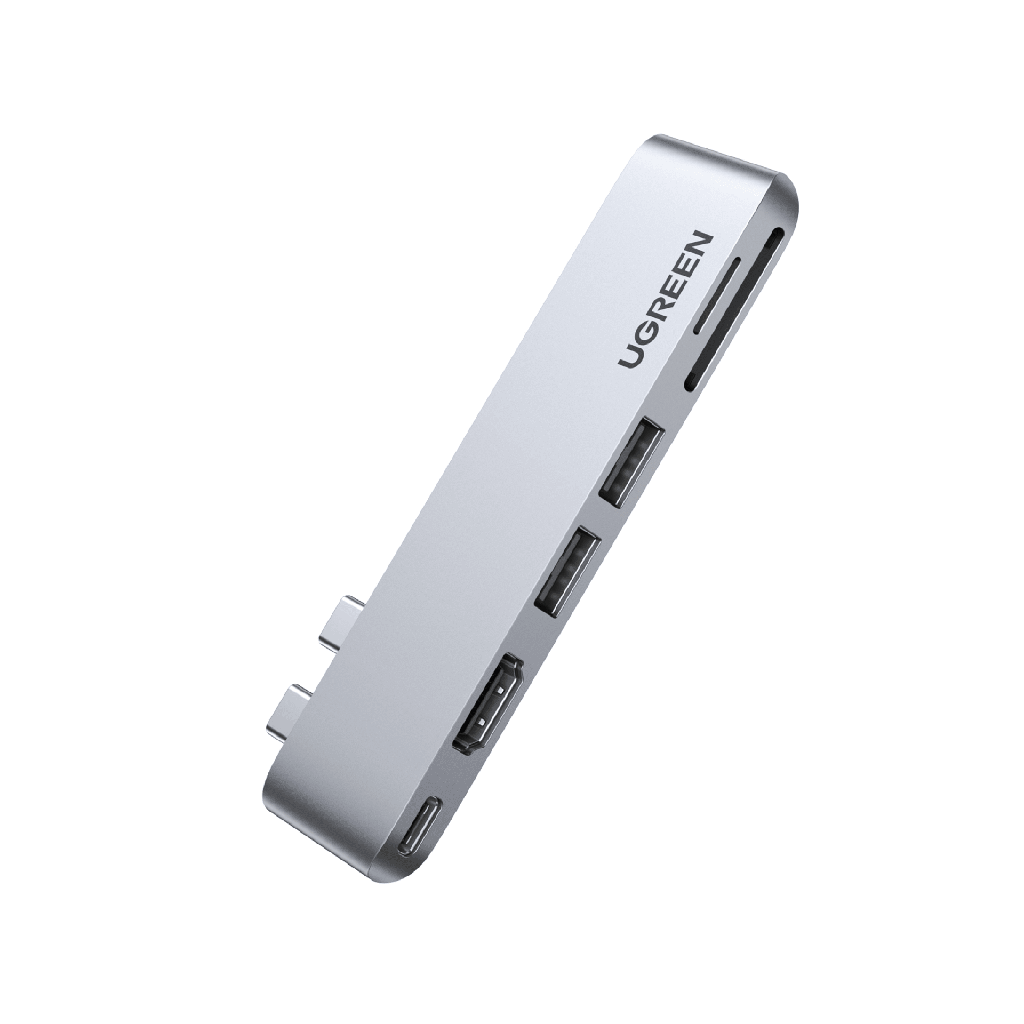 Hub USB-C 6 en 1 / 2xUSB-A 3.0 (5Gbps) / HDMI 4K@30Hz / Puerto PD 100W / Lector SD+MicroSD / Aluminio / Compatible Thunderbolt 3 / Compacto 110x29x8.5mm