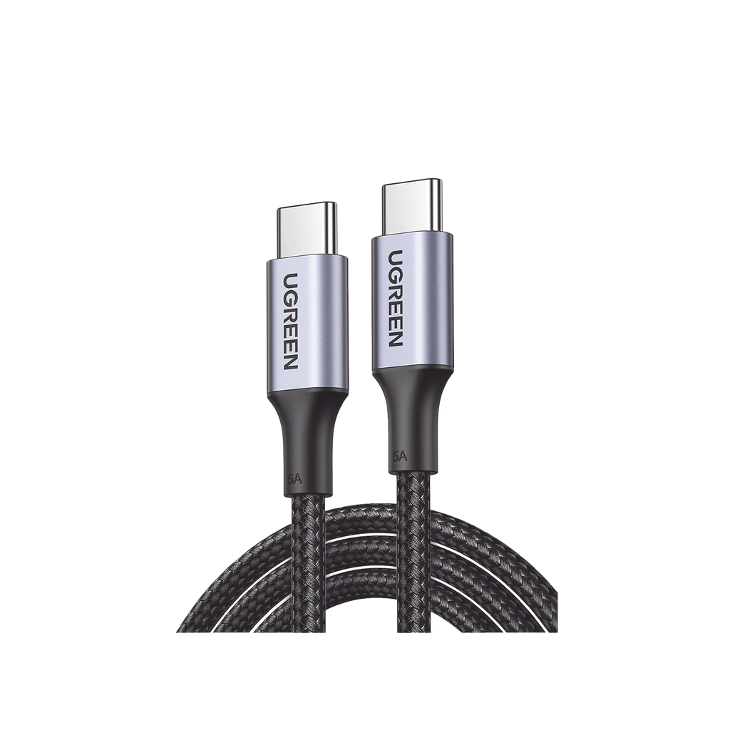 Cable USB-C a USB-C | 3 Metros | Carga Rápida de hasta 100W | Transferencia de datos 480 Mbps | PD3.0 | QC4.0/3.0/2.0 | FPC | AFC | Protección Integrada| Caja de Aluminio | Nylon Trenzado | Amplia Compatibilidad | Color Negro. - UGREEN 90120