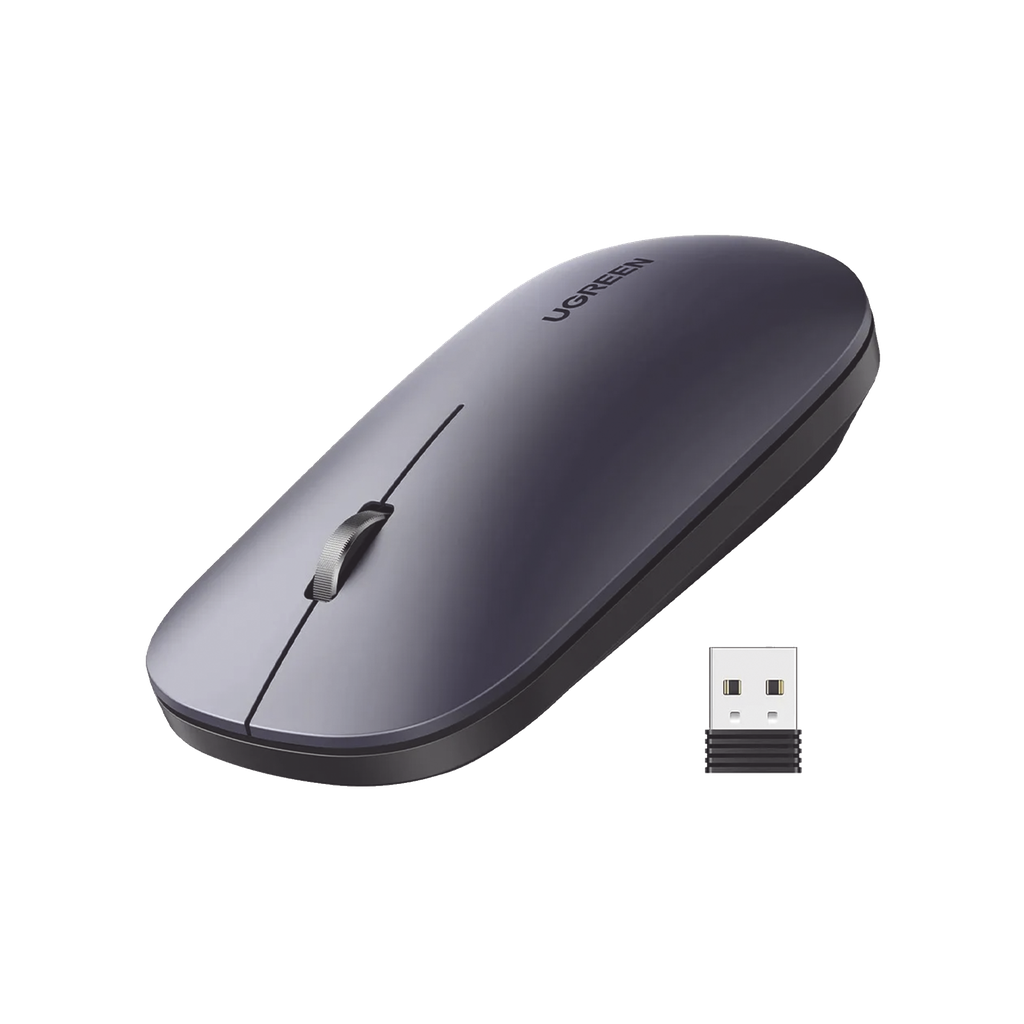 Mouse inalambrico 2.4 GHz | Ultra Delgado y Silencioso | DPI 1000/1600/2000/4000 (Ajustable)  | Alcance 10m | Scroll de Aluminio | Adaptable a diferentes superficies | DiseÒo suave al tacto | Contiene Receptor USB | Color Negro.