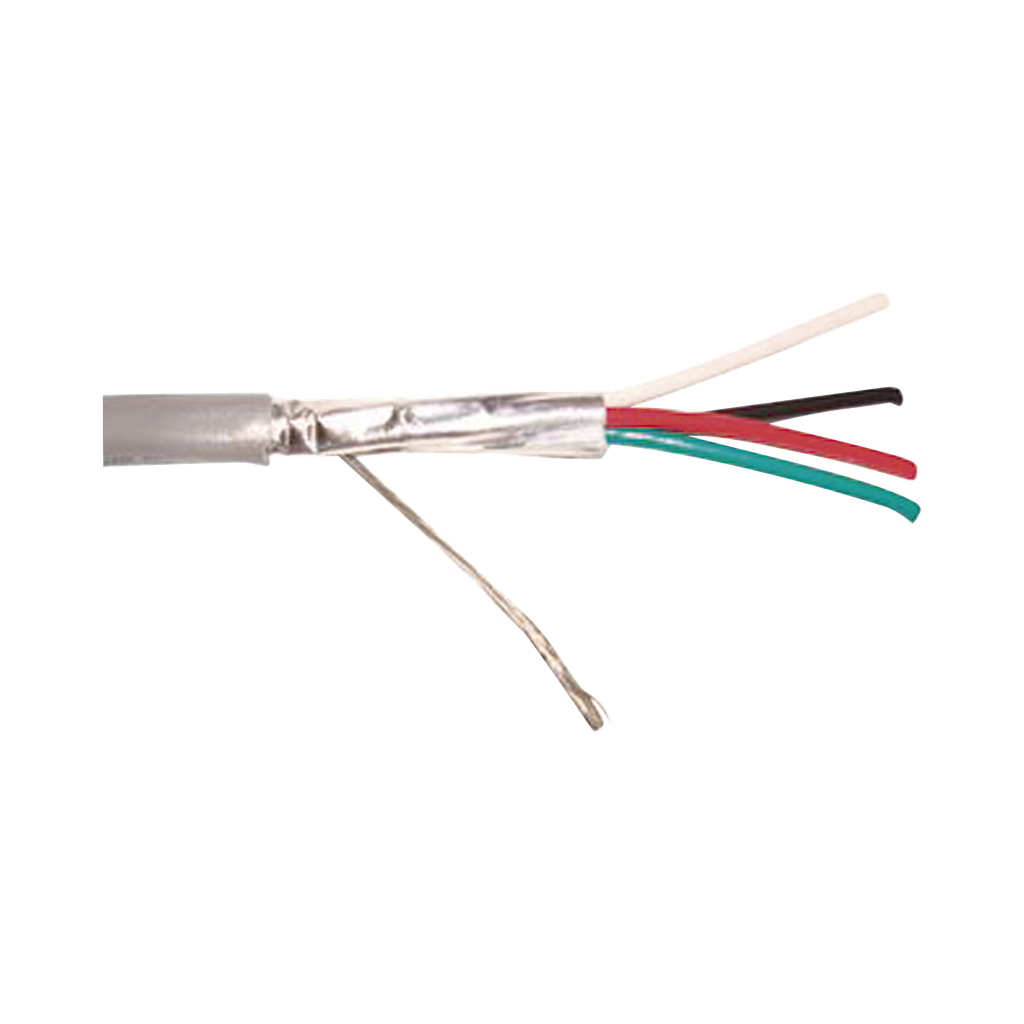 Caja de 305 Metros (1000 Pies) / 4 X 22 AWG / Blindado / CMR, Color Gris. Aplicaciones en Sistemas de Audio, Alarmas y Control de Acceso.