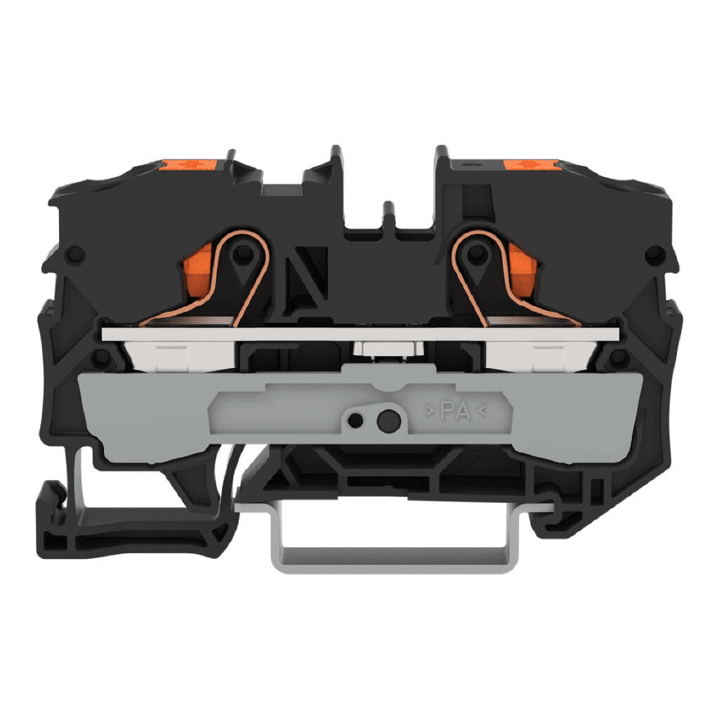 Borna de Paso Serie 2210 / Push-in CAGE CLAMP / 2 Conductores 10 mm¬≤ / Tecla Naranja / Carril DIN 35x15 y 35x7.5 / Ex eb IIC Gb ATEX / 57A 800V / IP20 / Poliamida V0