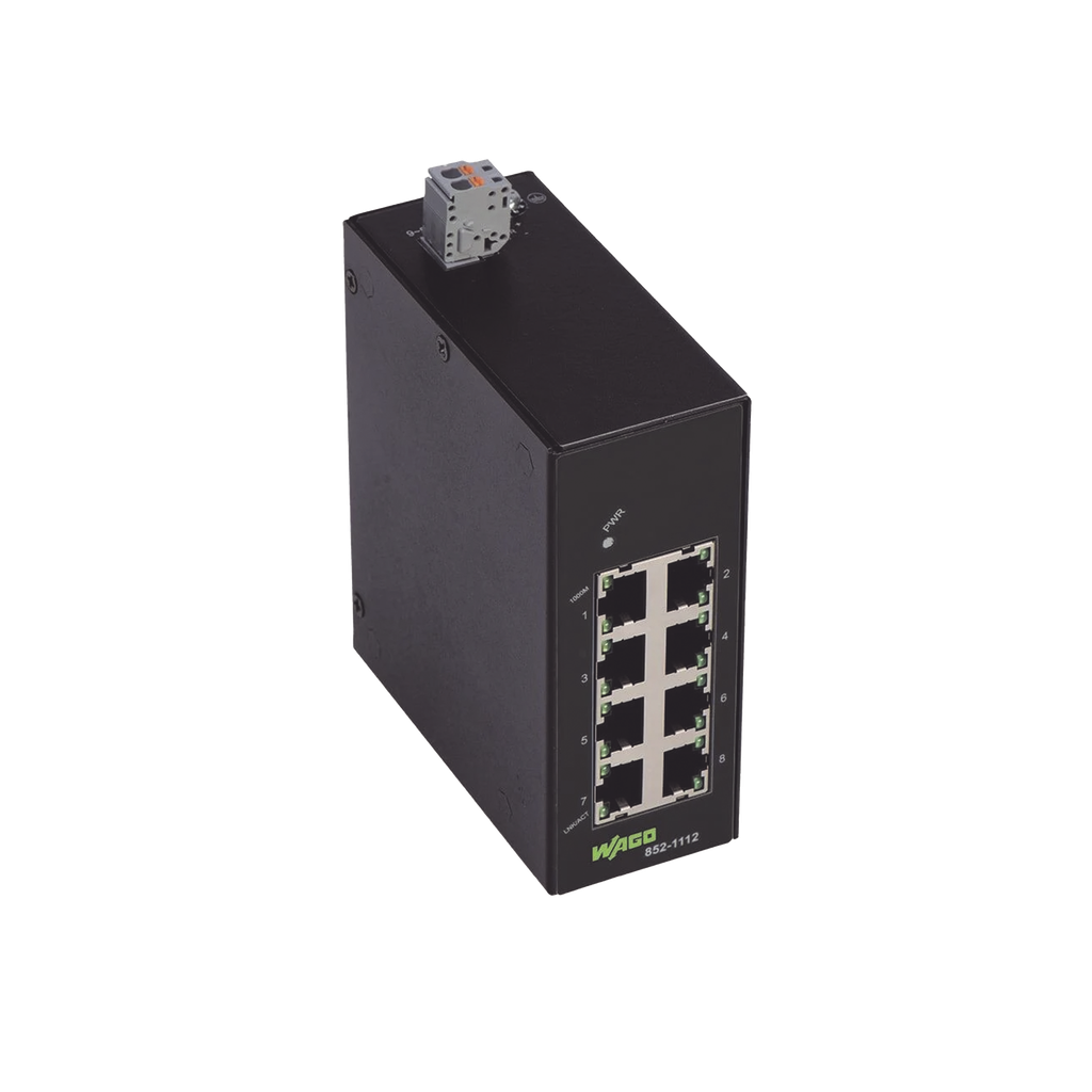 Switch Industrial ECO / 8 Puertos Gigabit 1000Base-T / Montaje Riel DIN / IP30 / -40∞C a +70∞C / Proteccion Sobretension / Auto MDI-X