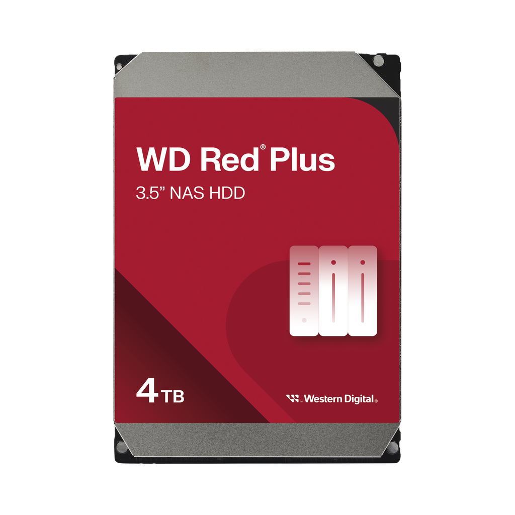 Disco Duro NAS WD Red Plus / Tecnologia CMR / Capacidad 4TB / SATA 6 Gb/s / 7200 RPM / NASware 3.0 / 180TB aÒo Workload / 1M Horas MTBF / 3 AÒos Garantia