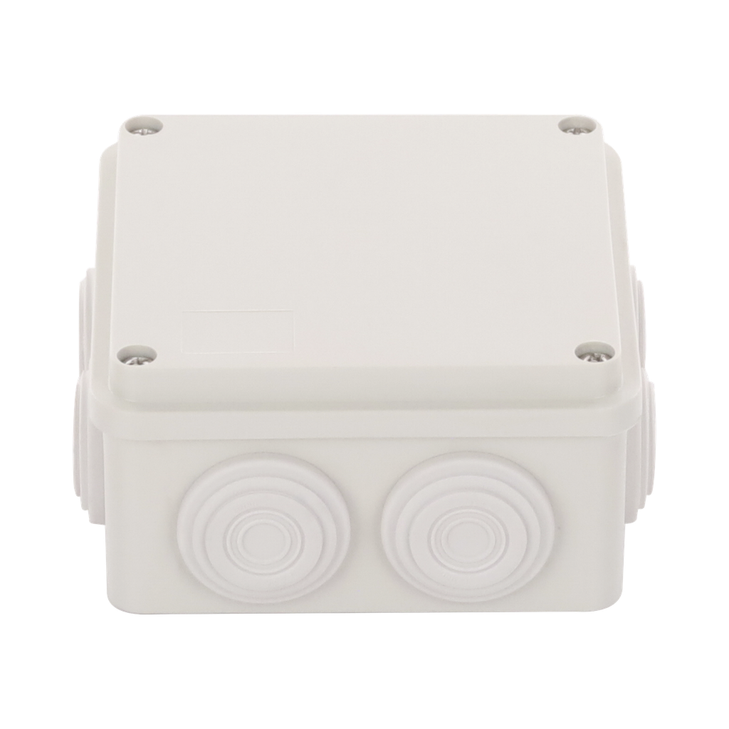Caja Derivación-Conexión de Plástico (100 X 100 X 54 mm) con 7 Glándulas de Goma. Para Instalaciones Comerciales, Residenciales e Industriales. Incluye Tornillería para su Tapa. - PRECISION PST-1010-ER
