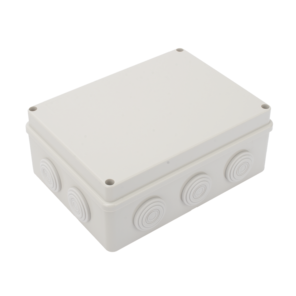 Caja Derivación-Conexión de Plástico (140 X 190 X 76 mm) con 10 Glándulas de Goma. Para Instalaciones Comerciales, Residenciales e Industriales. Incluye Tornillería para su Tapa. Funciona También como Registro. - PRECISION PST-1419-ER